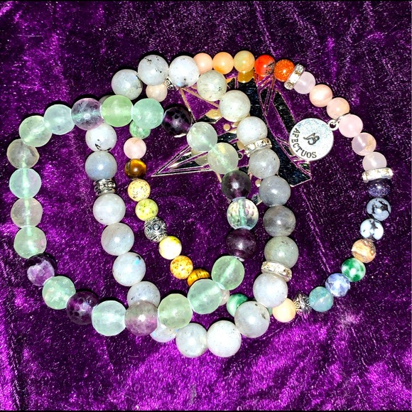 New Handmade Capricorn Zodiac Healing Stack Natural Stone Bracelet Set(Set of 3) - Picture 10 of 16